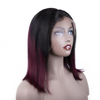 China Straight Hair Weaves 130% 150% 180% Density Indian Hair Inch Long 99j Bob Wig With Baby Hair For Sale for sale