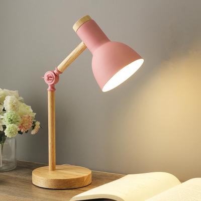 China Modern Creative Nordic Wooden Art Iron LED Folding Simple Colorful Desk Lamp for sale