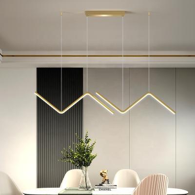 China Modern Simple Line Shape Home Pendant Lamp Indoor Lighting Iron LED Decorative Glass Chandelier for sale