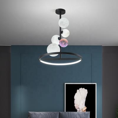 China Modern Minimalist Modern Art Globe Glass Hanging Pendant Lamp For Bedroom Living Chandelier for sale