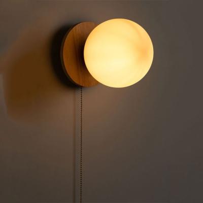 China Factory Supply Beautiful Gold Pendant Home Decor Round Glass Unique Wood Wall Lamp for sale