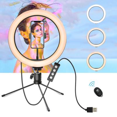 China Mini Desktop 10 Inch Fill Light Portable Shine 26cm Adjustable Phone Holder Selfie Ring Light For Live Stream LED Fill Lamp for sale