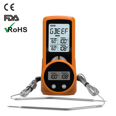 China Meat Stick Thermometer Digital Meat Thermometer Wireless BBQ Grill Thermometer Measure with 2 Probes for sale