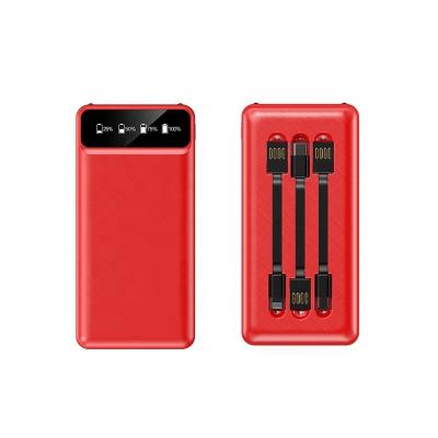 China Ultra Slim Battery Charger With Built-in Cables Customized Logo With Cables Built-in Power Charger 10000mAh High Capacity Portable Charger For Outdoor Phones Backup Uses for sale