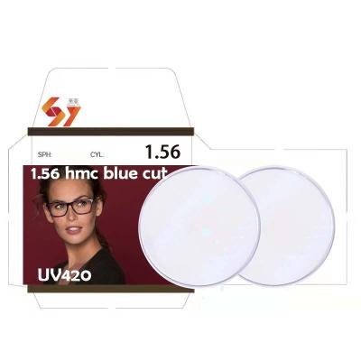 China Lens 1.56 hmc optical vision optical lenses blue cut anti cut block UV420 spectacle lens single blue light ophthalmic opticos nits for sale