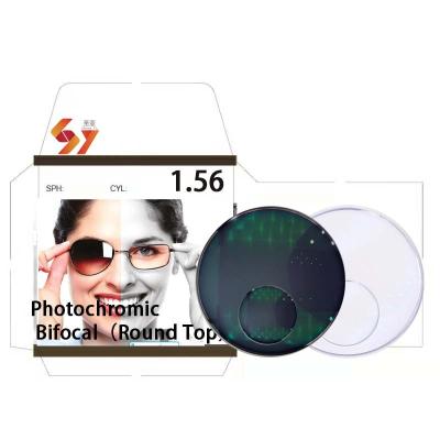 China Lens 1.56 round cover hmc optical lenses transition1.49 1.6 manufacturers CR39 spectacle bifocal bifocal photochromic opticos nits for sale