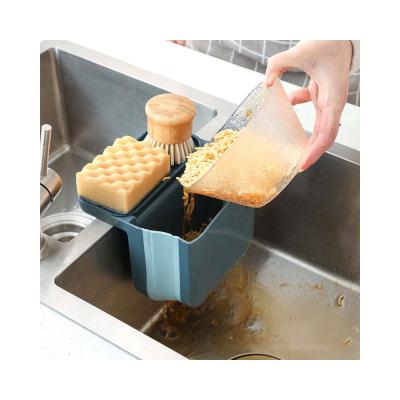 China Viable Retractable Multifunctional Plastic Drain Rack Multi-Function Plastic Sink Kitchen Waste Waste Filter Basket Hanging Rack for sale