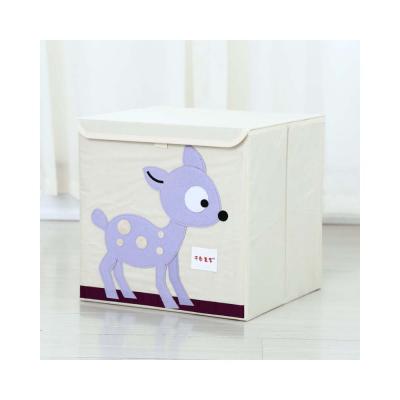 China Foldable Cloth Collapsible Folding Toy Storage Box Heavy Duty Custom Home Cute Cartoon Animal Design for sale