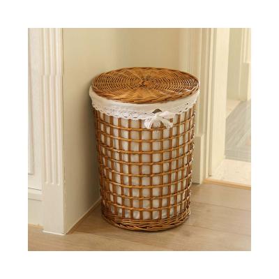 China Hot Selling Natural Multifunctional Single Round Type Open Art Decor Amazon Laundry Storage Woven Basket Wicker Floor Support Woven Rattan for sale