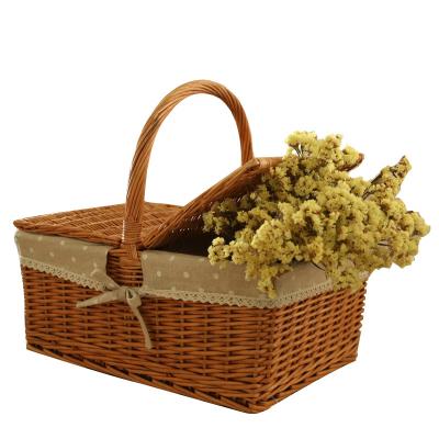 China Art Decor Large Size Natural Eco-Friendly Outdoor Picnic Basket Wicker Basket Vegetable Basket For Picking And Shopping for sale