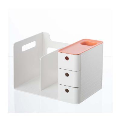 China White Household Minimalist Plastic Desktop Makeup Storage Box Storage Desk Organizers With Drawers for sale