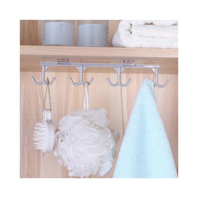 China Multi-Function Hook Iron Kitchen Wardrobe Tier Hook Cabinet Seamless Nail-Free Rack Storage Viable for sale