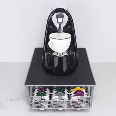 China Hot Sale Minimalist K-Cup Black Iron Metal Nespresso Coffee Capsule Bag Holder Drawer Storage Rack Storage Box for sale