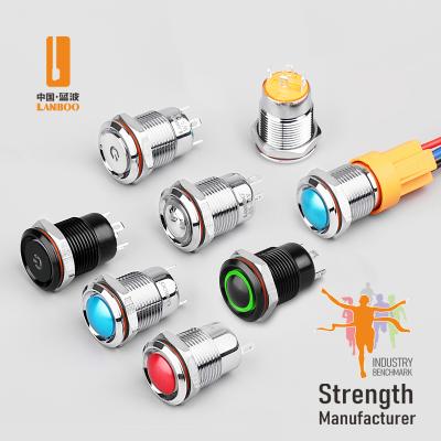 China LB12B mini latching momentary single colorLED 4pin illuminated waterproof push button switch LB12B/16E for sale