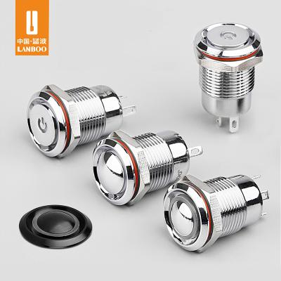 China LANBOO 12mm Anti Vandal Momentary Metal Push Button Switch LB12B for sale