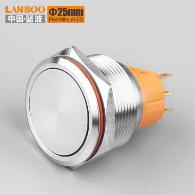 China Stainless Copper Plating//Aluminum Oxide LANBOO 25mm Flat Key IP67 Waterproof Elevator Push Button With Without LED for sale