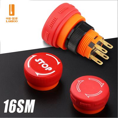 China 16mm Waterproof IP65 Emergency Stop Button Switch Mushroom Emergency Stop Switch LB16SM STOP Touch for sale