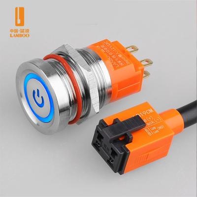 China Car Ring Light Waterproof Screw Mount Momentary Push Button Switch Automotive Lamp Switch Led LB19CM for sale