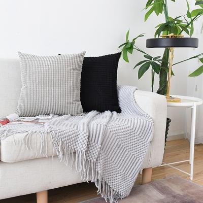 China Modern Living Room Anti-static Sofa Throw Pillowcase Cushion Cover Plush Style Solid Color Square Rectangle Corn Niblet Shorts for sale