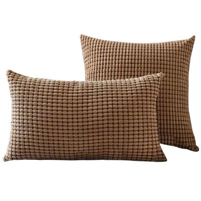 China Modern Living Room Square Anti-static Sofa Throw Pillowcase Cushion Cover Rectangle Plain Solid Color Style Corn Niblet Plush for sale