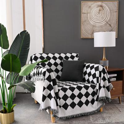 China Jacquard Elastic Breathable Geometric Design Chenille Comfort Chenille Sofa Bed Living Room Car Soft Fabric Sofa Towel for sale