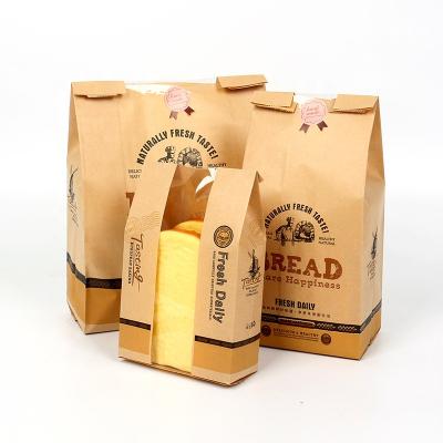 China Recyclable Bakery Food Printed Brown Kraft Bread Maker Factory Packaging Paper Bags With Plastic Window for sale