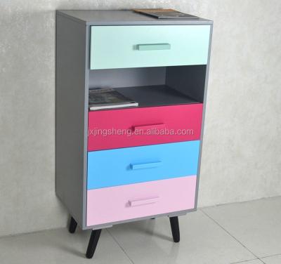 China Solid Wood 4 Drawer Storage Home Furniture Storage Cabinet Chest Colorful for sale