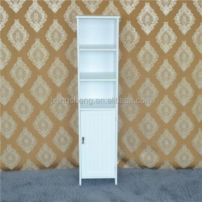 China PANEL Style White Wood Bathroom Storage Cabinet With Shelf Cupboard for sale