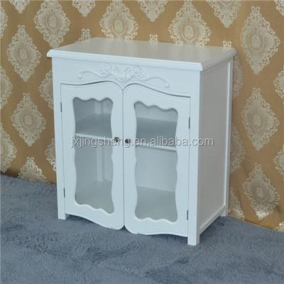 China modern design 2-door home furniture white wood hang - wall glass display cabinet for sale