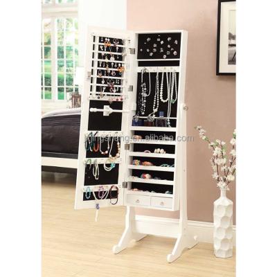 China Modern Mirrored Home Furniture Floor Standing Small Jewelry Cabinet Wooden Furniture for sale