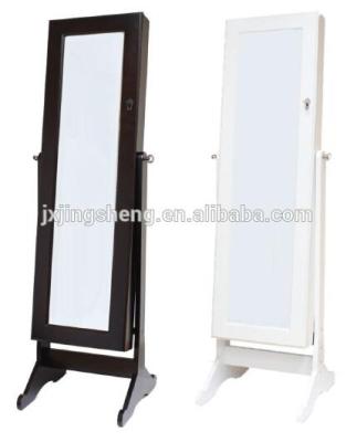 China Popular Black And White Wooden Solid Wood Jewelry Cabinet With Mirror for sale