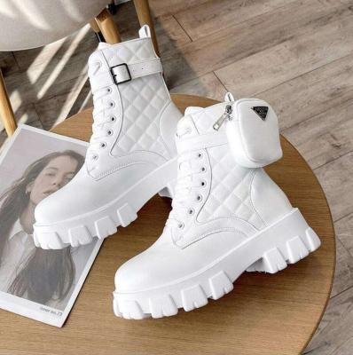 China Fashion Trend Wallet Thick-soled Women's New Winter Boots Patent Leather Women's Boots Lace Up Motorcycle Boots for sale