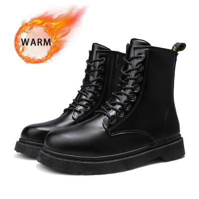 China Wholesale Fashion Trend Men's Front New Outdoor Luxury Winter Leather Black Warm Boots Snow Boots for sale