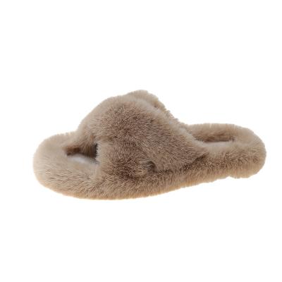 China Damping 2022 new women's fashion shoes autumn very beautiful wool slippers and winter home cotton slippers for sale