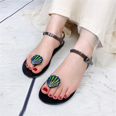 China Jelly Shoes High Quality Flat Jelly Beach Summer Wholesale Women PVC Flip Flop Sandal Cushioning for sale