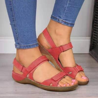 China Hot Sale New Summer Fashion Trend Women's Shoes Flat Wedge Heel High Quality Spring Toe Casual Sandals Wide Open for sale