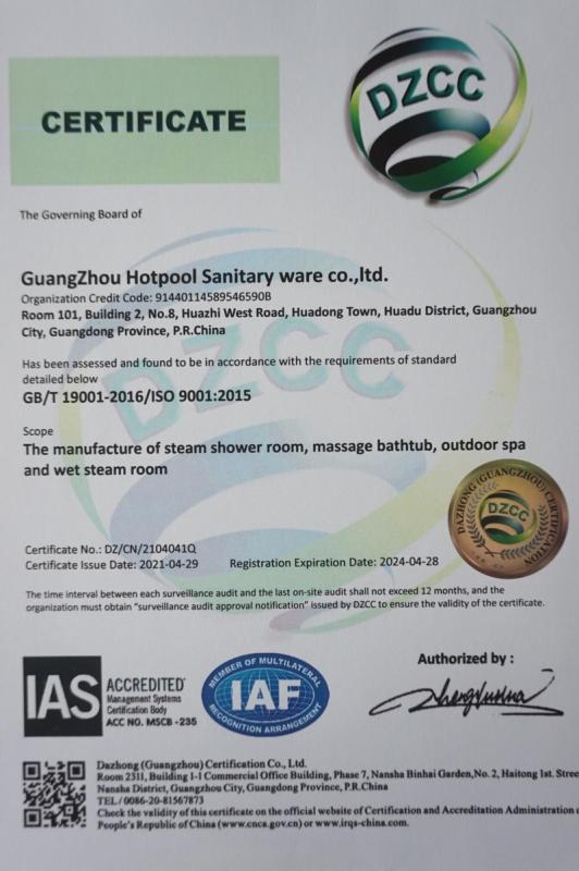 ISO9001 - Guangzhou Hotpool Sanitary Ware Co., Ltd.