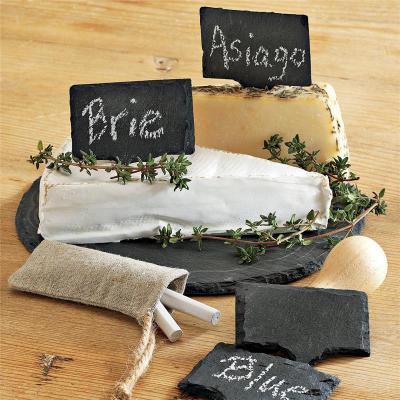 China Factory direct sales rustic wholesale natural decorative 7 slate cheese board dinnerware set and slate cheese marker slate set for sale