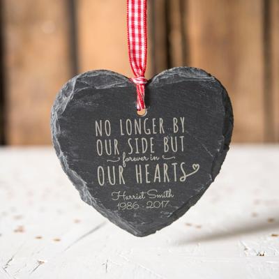 China Rustic Handmade Personalized Laser Engrave Design 10*9*0.5cm Heart Shape Hanging Black Natural Slate Craft for sale