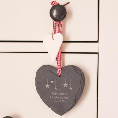 China Handmade Custom Natural Edge Hang Black Craft Slate (Laser China Factory Wholesale Price 10*9*0.5cm Heart Shape Customized Design) for sale