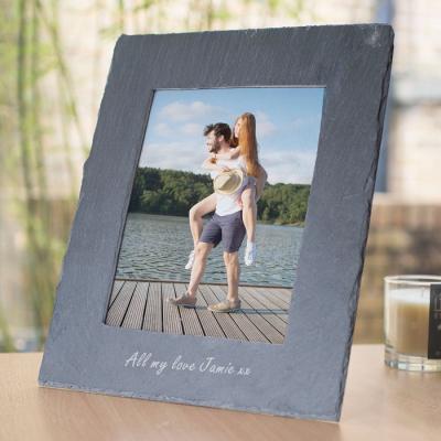 China Wholesale Handmade Decorative Natural Stone Factory Price 36*31.5cm Slate Stone Picture Frame (Laser Customized Design) for sale