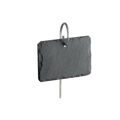 China Factory Wholesale Price Rustic Handmade Natural Edge Black Slate Plant Label 10X7cm With Metal Rod for sale