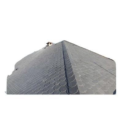 China Vintage China factory direct sales 40*20*0.5cm eco-friendly natural black slate roof fish scale tile for sale