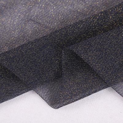 China Wholesale Gold Lurex Mesh Stretch Fabric Polyester Black Mesh Gold Yarn Fabric From Stretch Factory for sale