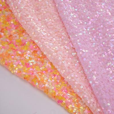 China Wholesale Stage Designer Breathable Fabric Fashion Pink Mix Color Sequin Fabric Rose Gold Sequin Fabric for sale