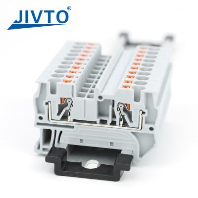 Cina PT4 Push-in Terminal Strip Plug PT-4 4mm2 Cable Connector Electrical Connect Din Rail Screwless Terminal Block PT 4 in vendita