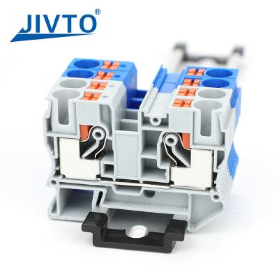 Cina PT10 Push-in Terminal Block Din Rail Wire Electrical Connector 10mm² Spring Screwless Feed-Through Strip Plug PT-10 in vendita