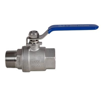 China JIVTO Twee-Piece Ball Valve met hefboomhandgreep. Roestvrij staal, NPT-poort, ANSI-norm. Te koop