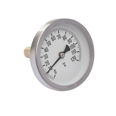 China 2'' 50MM 120C Bimetallic Coil Thermometer 1/4'' BSP Bimetal Temperature Gauge for sale