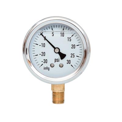 China 2in 30psi Liquid Filled Pressure Gauges 1/4 BSP Liquid Filled Air Pressure Gauge for sale